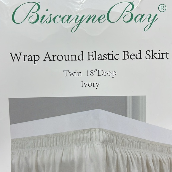 Biscayne Bay twin 18” drop ivory elastic ruffle bed skirt NIP polyester - Picture 5 of 5